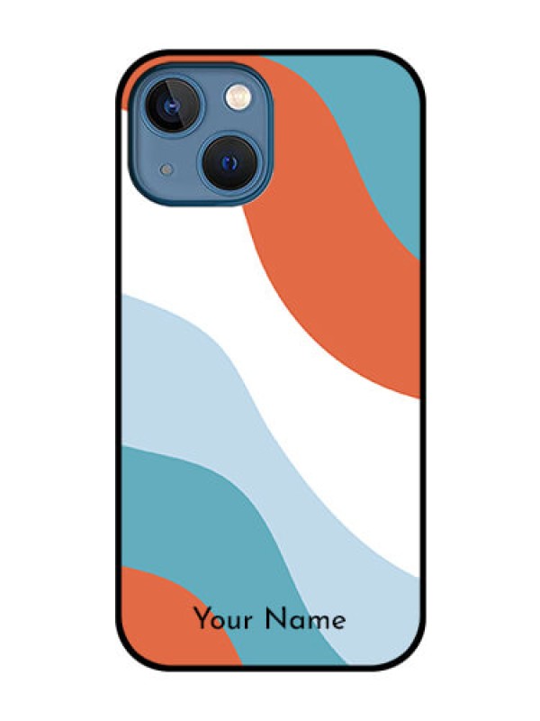 Custom iPhone 13 Mini Custom Glass Mobile Case - coloured Waves Design