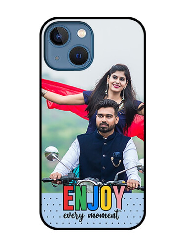 Custom iPhone 13 Mini Photo Printing on Glass Case - Enjoy Every Moment Design
