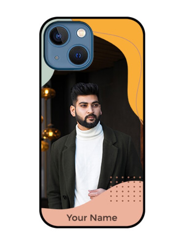 Custom iPhone 13 Mini Personalized Glass Phone Case - Tri-coloured overlay design