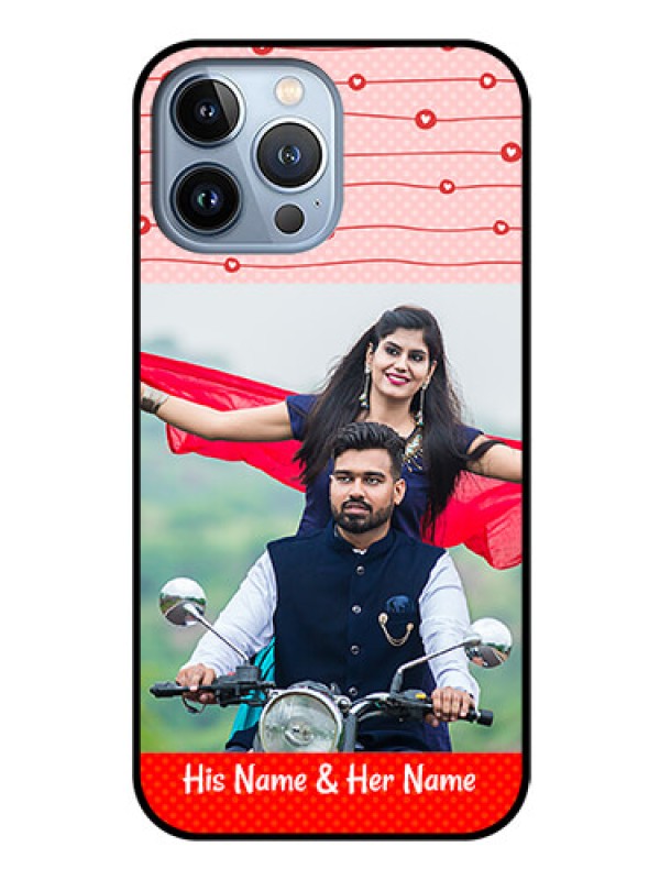 Custom iPhone 13 Pro Max Personalized Glass Phone Case - Red Pattern Case Design
