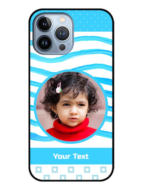 Custom iPhone 13 Pro Max Custom Glass Phone Case - Simple Blue Case Design