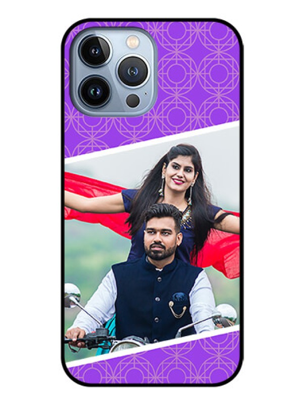 Custom iPhone 13 Pro Max Custom Glass Phone Case - Violet Pattern Design