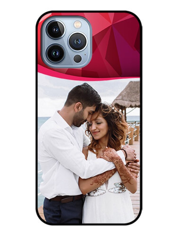 Custom iPhone 13 Pro Max Custom Glass Mobile Case - Red Abstract Design
