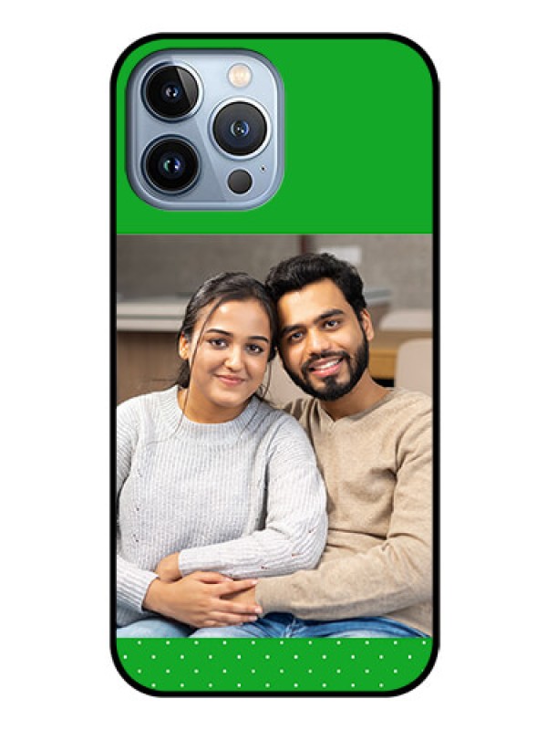 Custom iPhone 13 Pro Max Personalized Glass Phone Case - Green Pattern Design