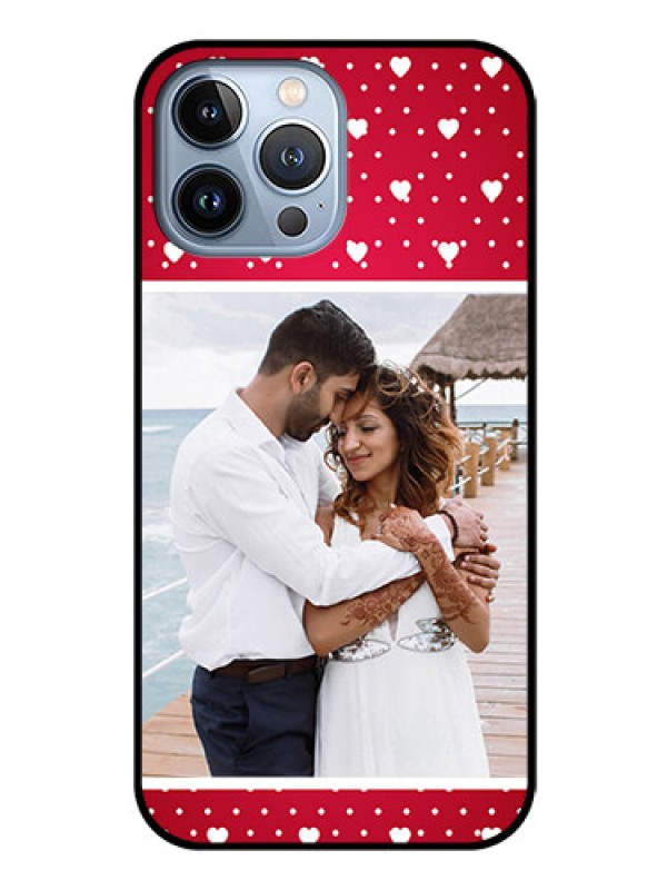 Custom iPhone 13 Pro Max Photo Printing on Glass Case - Hearts Mobile Case Design