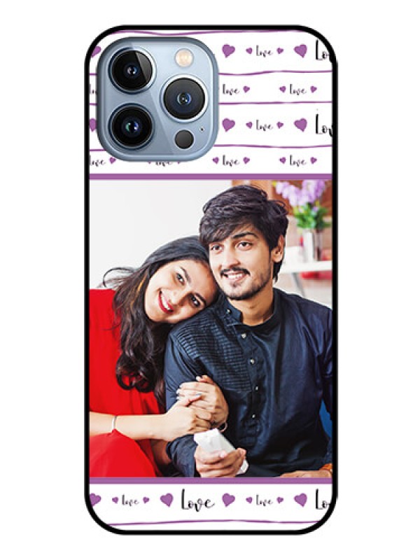 Custom iPhone 13 Pro Max Custom Glass Mobile Case - Couples Heart Design