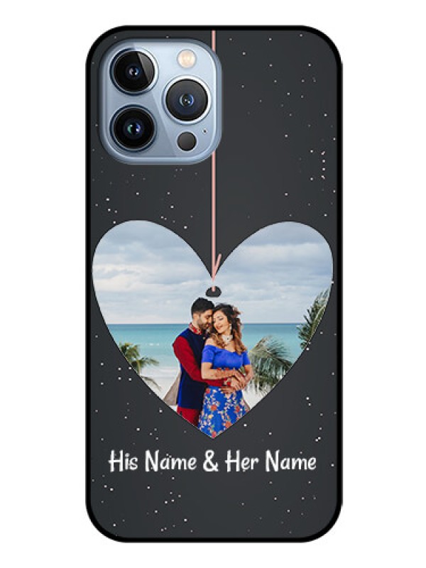 Custom iPhone 13 Pro Max Custom Glass Phone Case - Hanging Heart Design