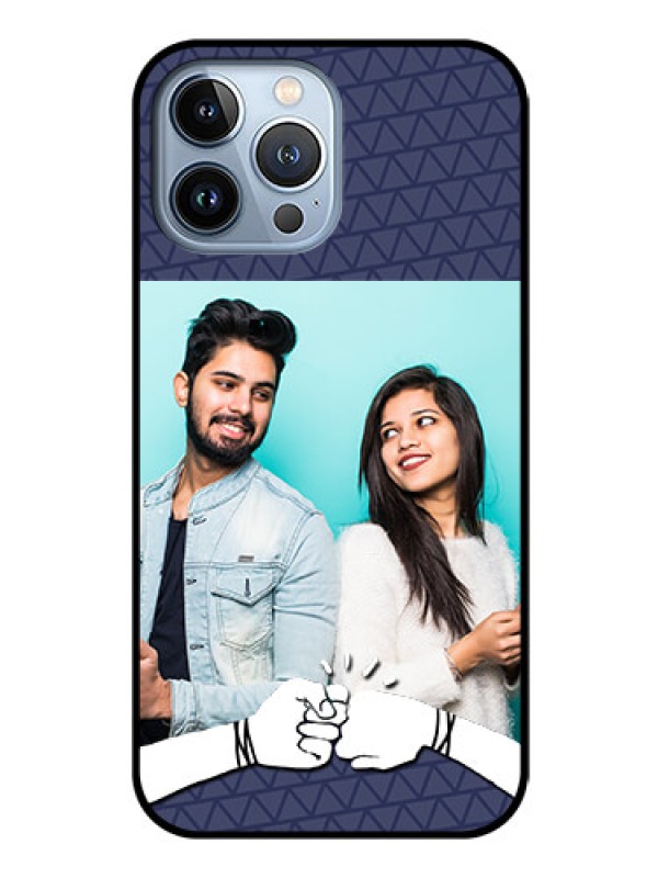 Custom iPhone 13 Pro Max Photo Printing on Glass Case - with Best Friends Design