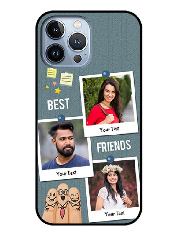 Custom iPhone 13 Pro Max Personalized Glass Phone Case - Sticky Frames and Friendship Design
