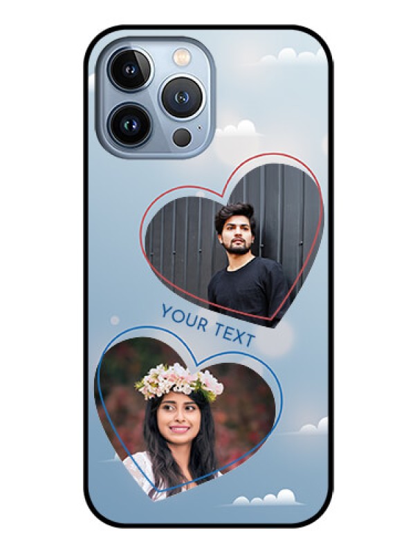 Custom iPhone 13 Pro Max Custom Glass Mobile Case - Blue Color Couple Design