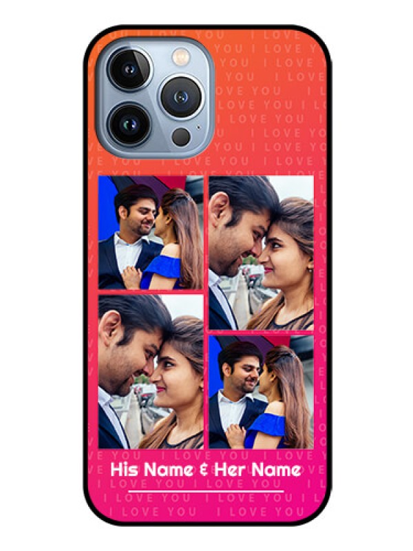 Custom iPhone 13 Pro Max Custom Glass Phone Case - I Love You Pink Design