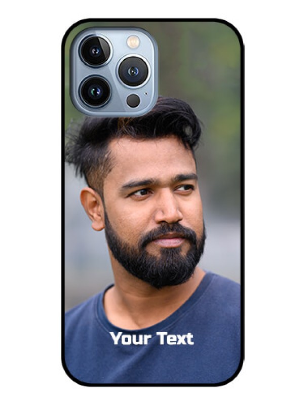 Custom iPhone 13 Pro Max Glass Mobile Cover: Photo with Text