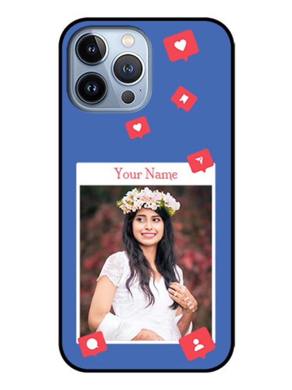 Custom iPhone 13 Pro Max Custom Glass Phone Case - Like Share And Comment Design