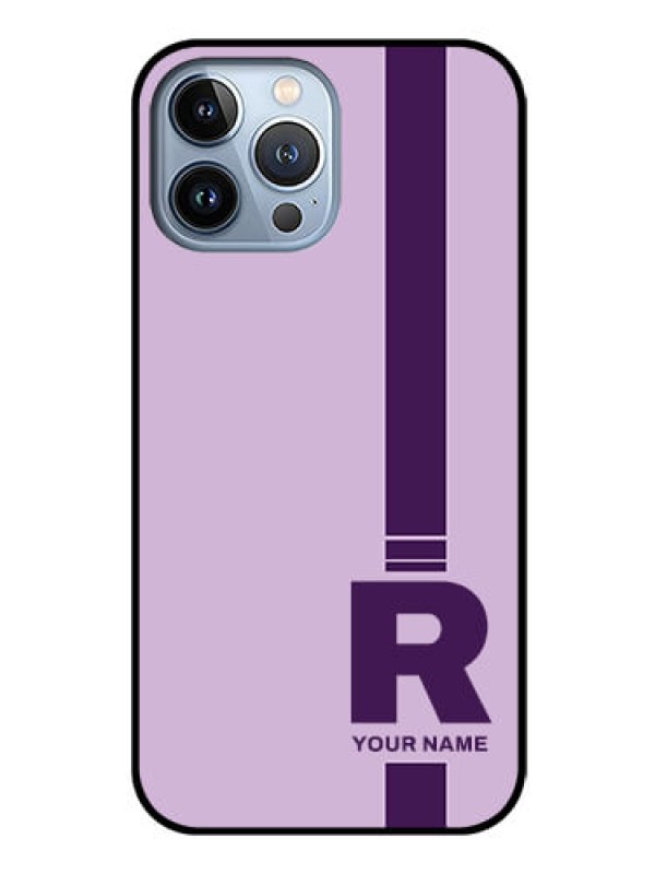 Custom iPhone 13 Pro Max Photo Printing on Glass Case - Simple dual tone stripe with name Design