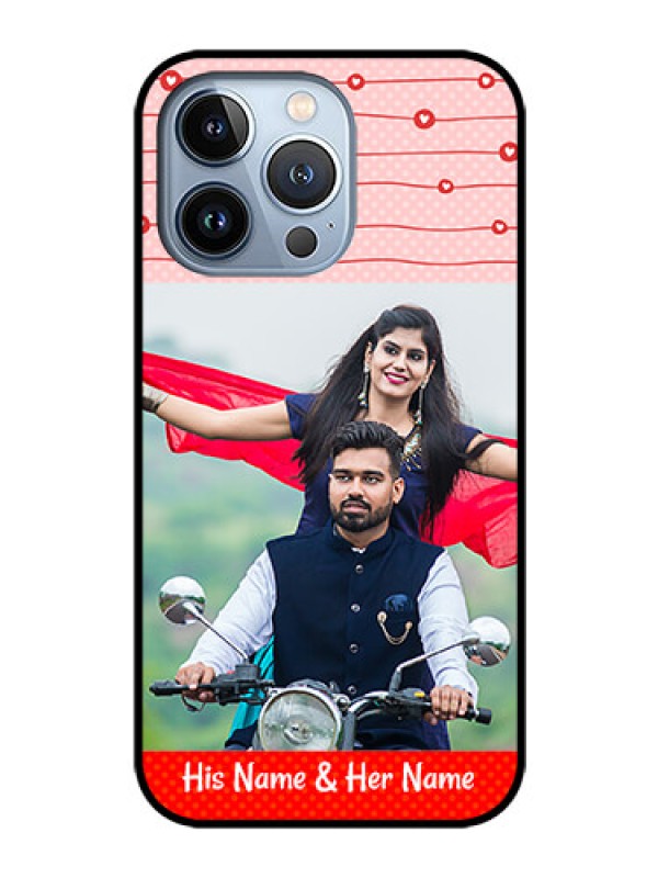 Custom iPhone 13 Pro Personalized Glass Phone Case - Red Pattern Case Design