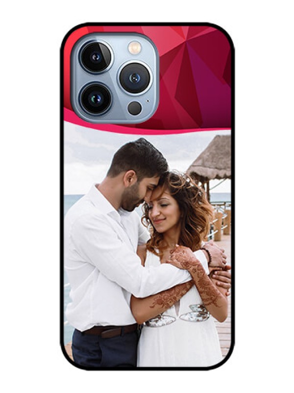Custom iPhone 13 Pro Custom Glass Mobile Case - Red Abstract Design