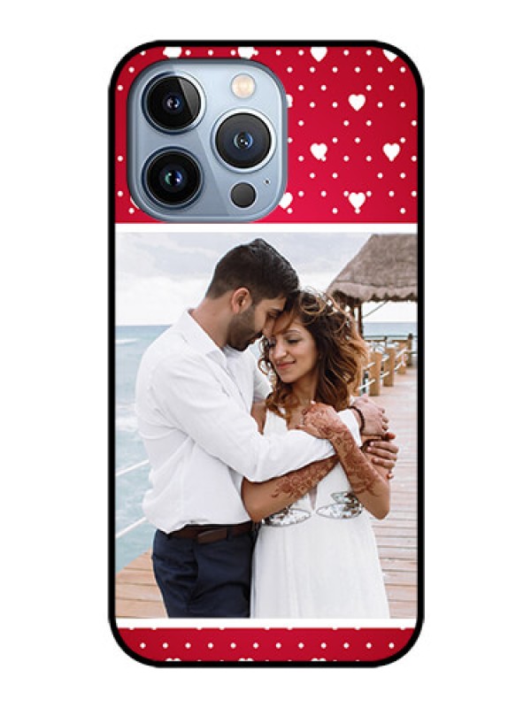 Custom iPhone 13 Pro Photo Printing on Glass Case - Hearts Mobile Case Design