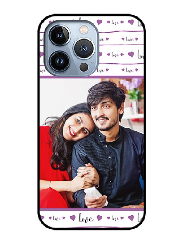 Custom iPhone 13 Pro Custom Glass Mobile Case - Couples Heart Design