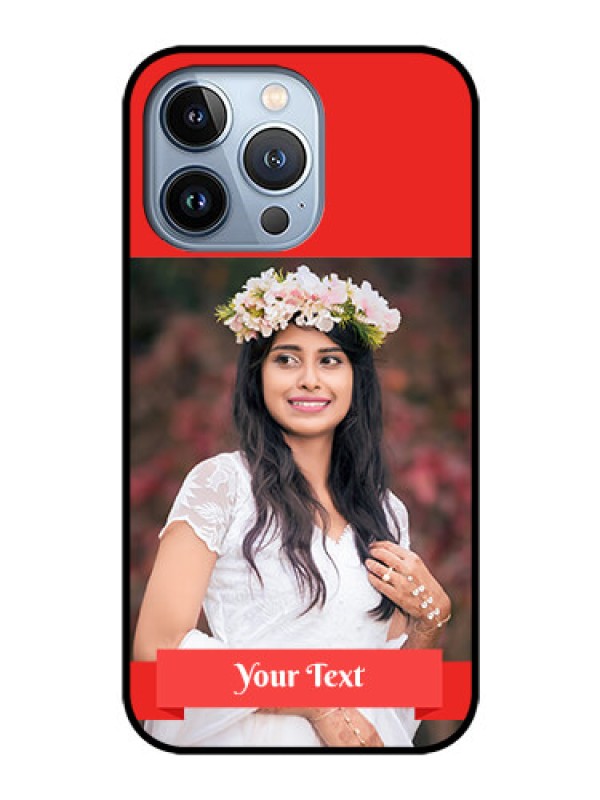 Custom iPhone 13 Pro Custom Glass Phone Case - Simple Red Color Design