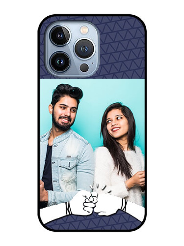 Custom iPhone 13 Pro Photo Printing on Glass Case - with Best Friends Design