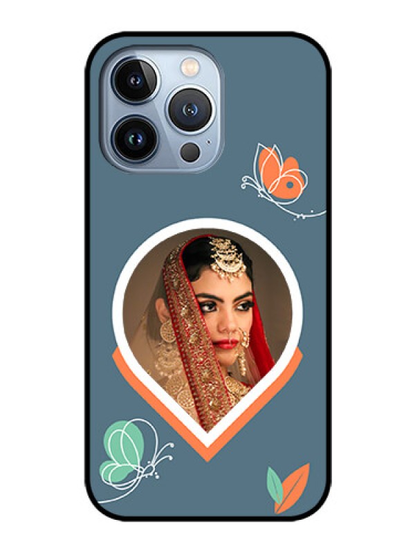 Custom iPhone 13 Pro Custom Glass Mobile Case - Droplet Butterflies Design