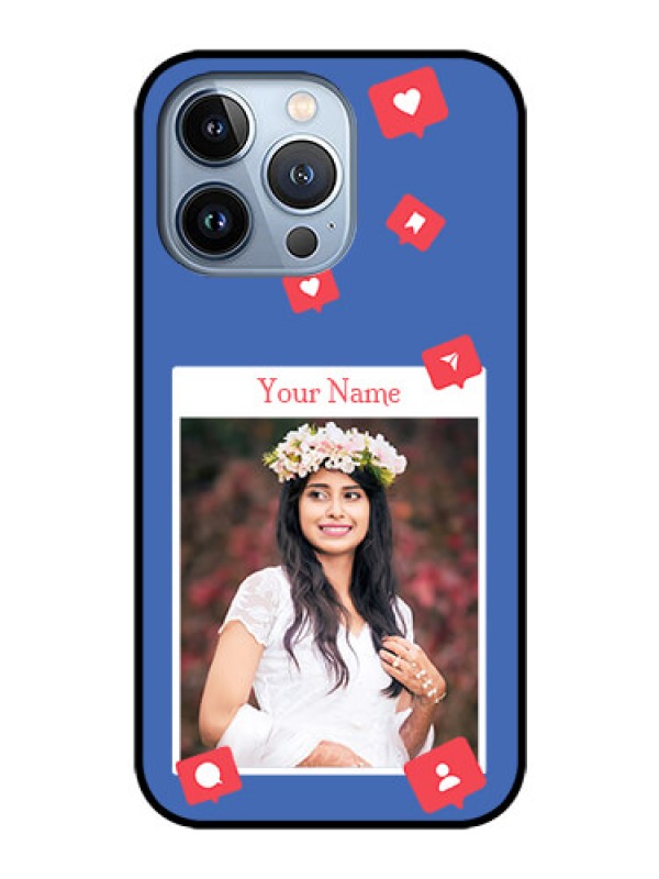 Custom iPhone 13 Pro Custom Glass Phone Case - Like Share And Comment Design