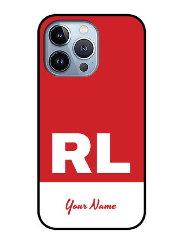 Custom iPhone 13 Pro Personalized Glass Phone Case - dual tone custom text Design