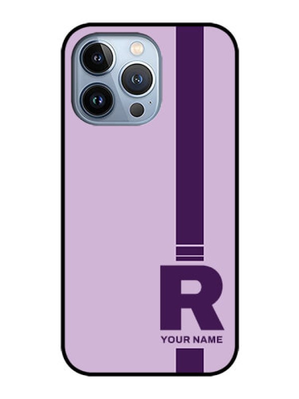 Custom iPhone 13 Pro Photo Printing on Glass Case - Simple dual tone stripe with name Design