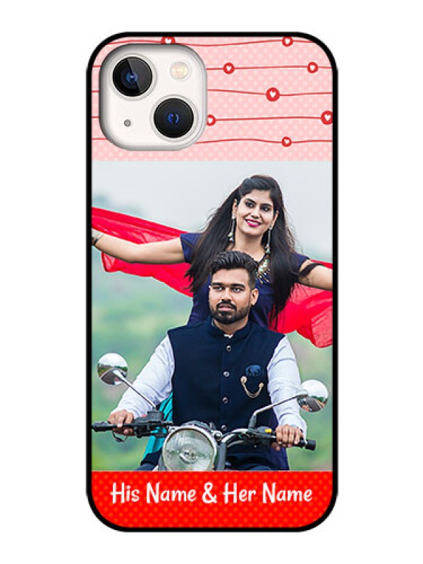 Custom iPhone 13 Personalized Glass Phone Case - Red Pattern Case Design