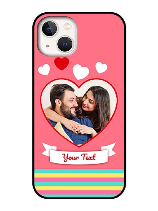 Custom iPhone 13 Photo Printing on Glass Case - Love Doodle Design