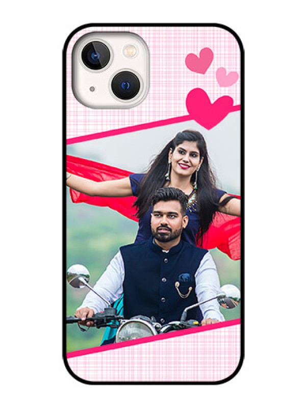 Custom iPhone 13 Custom Glass Phone Case - Love Shape Heart Design