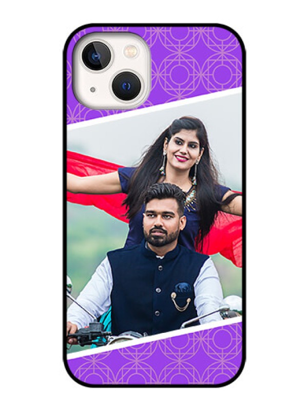 Custom iPhone 13 Custom Glass Phone Case - Violet Pattern Design