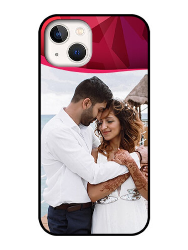 Custom iPhone 13 Custom Glass Mobile Case - Red Abstract Design