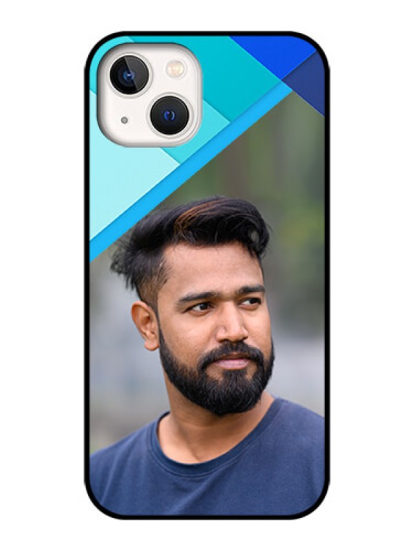 Custom iPhone 13 Custom Glass Phone Case - Blue Pattern Design