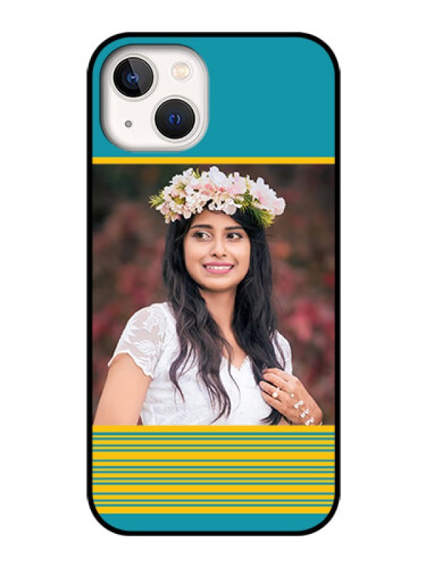 Custom iPhone 13 Custom Glass Phone Case - Yellow & Blue Design