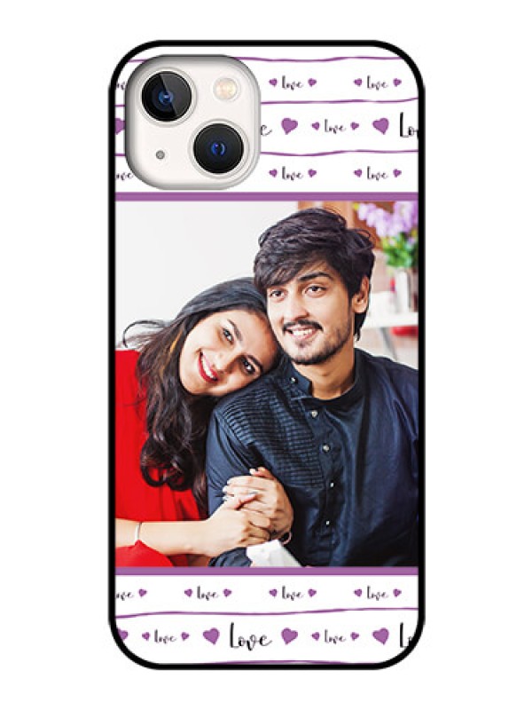 Custom iPhone 13 Custom Glass Mobile Case - Couples Heart Design