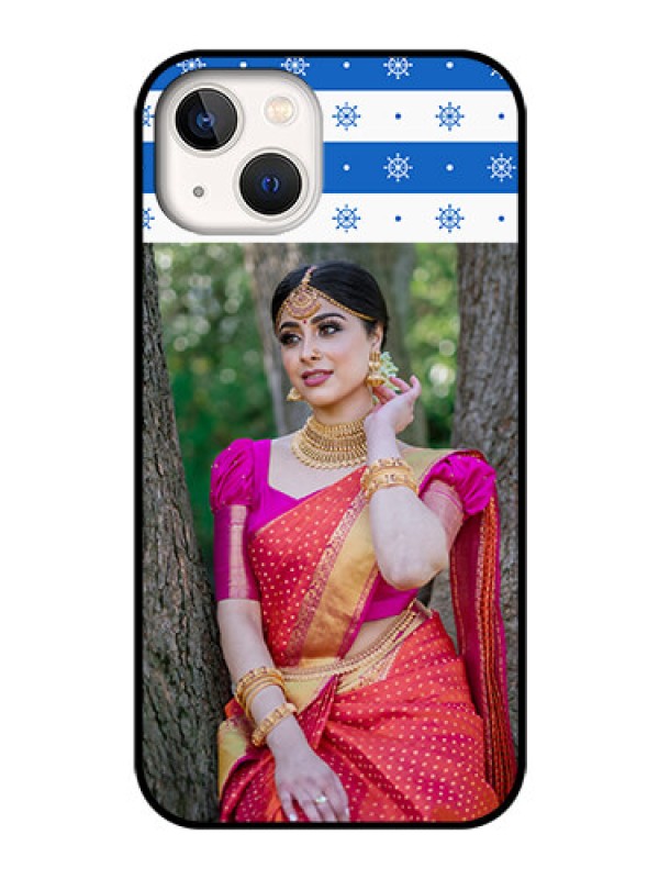 Custom iPhone 13 Photo Printing on Glass Case - Snow Pattern Design