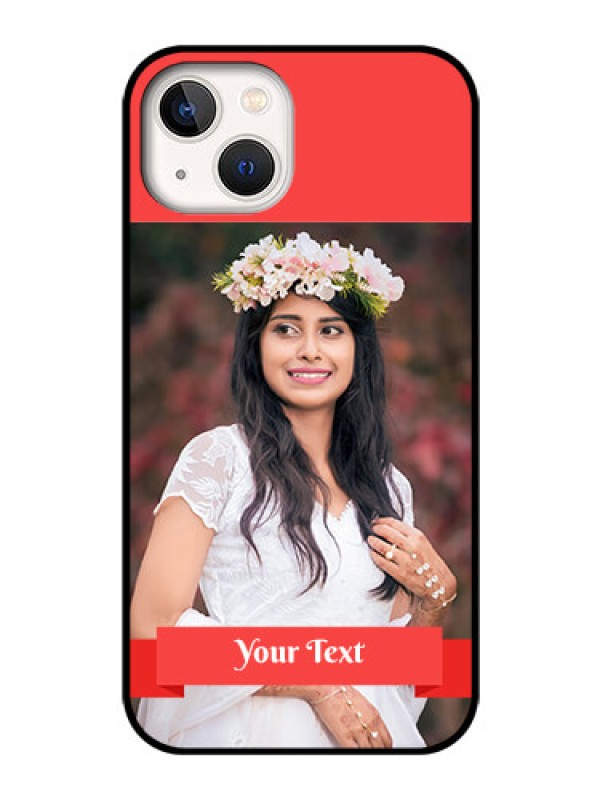 Custom iPhone 13 Custom Glass Phone Case - Simple Red Color Design