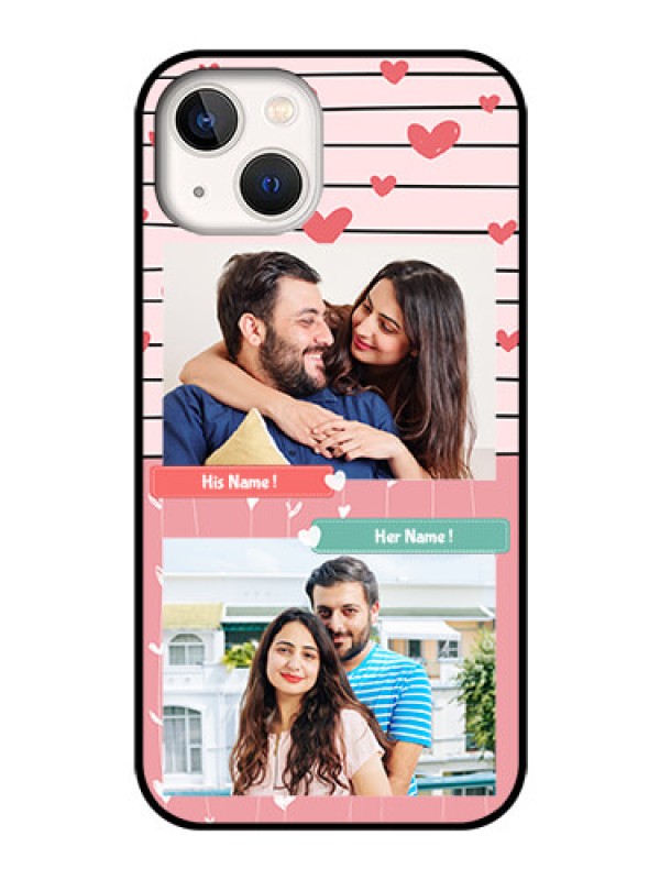 Custom iPhone 13 Custom Glass Mobile Case - Photo with Heart Design