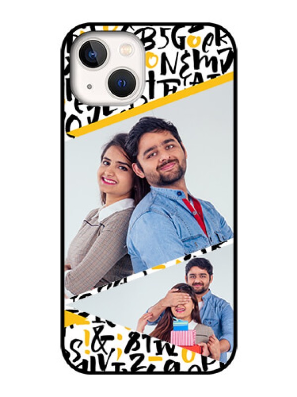 Custom iPhone 13 Custom Glass Mobile Case - Letters Pattern Design