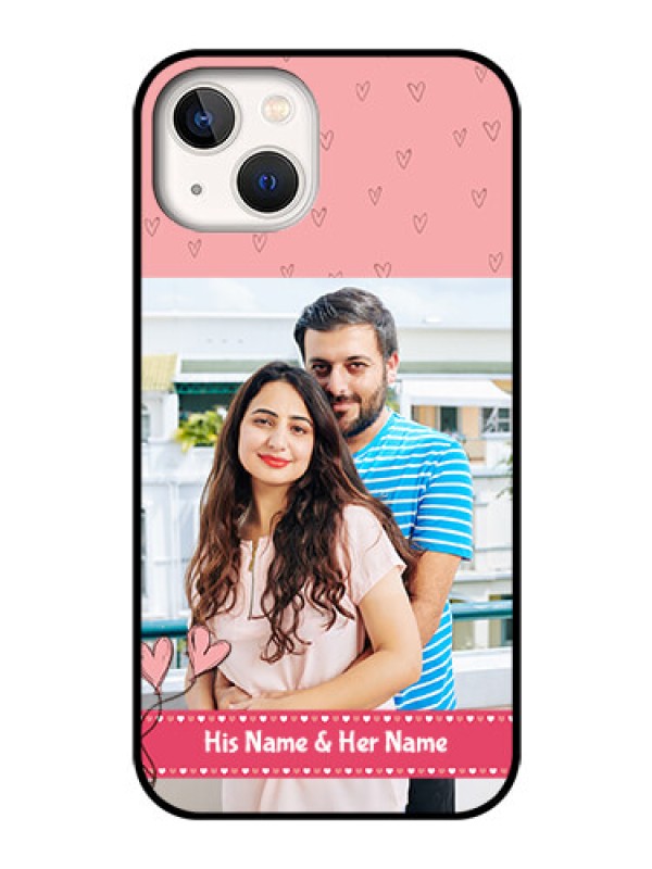 Custom iPhone 13 Personalized Glass Phone Case - Love Design Peach Color