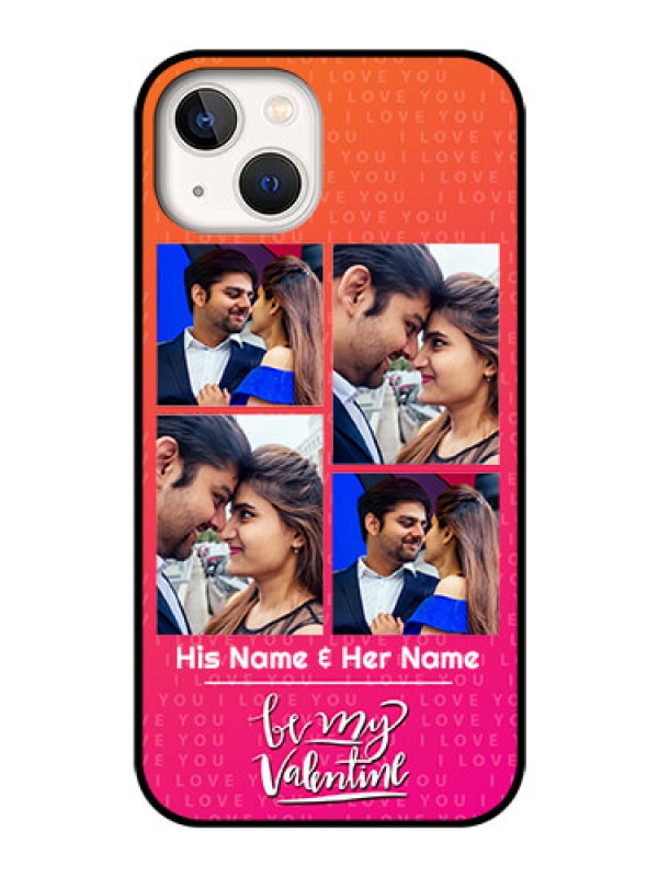 Custom iPhone 13 Custom Glass Phone Case - I Love You Pink Design