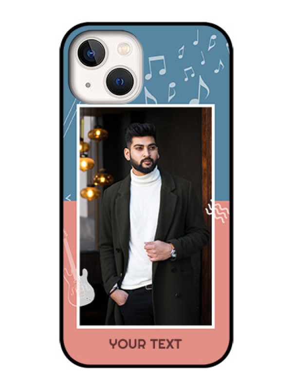 Custom iPhone 13 Photo Printing on Glass Case - with Color Musical Note Design