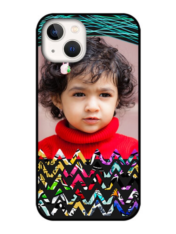 Custom iPhone 13 Personalized Glass Phone Case - Neon Abstract Design
