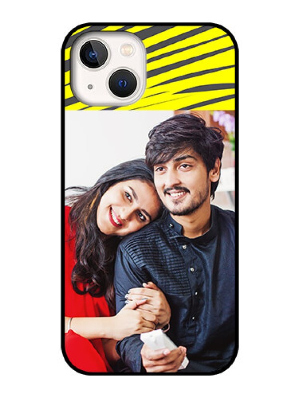 Custom iPhone 13 Photo Printing on Glass Case - Yellow Abstract Design