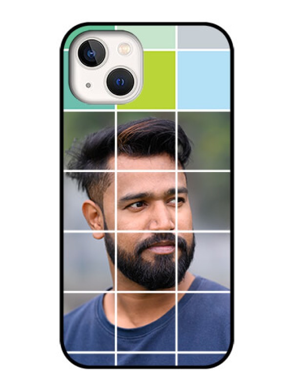 Custom iPhone 13 Photo Printing on Glass Case - with white box pattern