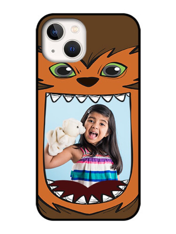Custom iPhone 13 Photo Printing on Glass Case - Owl Monster Back Case Design