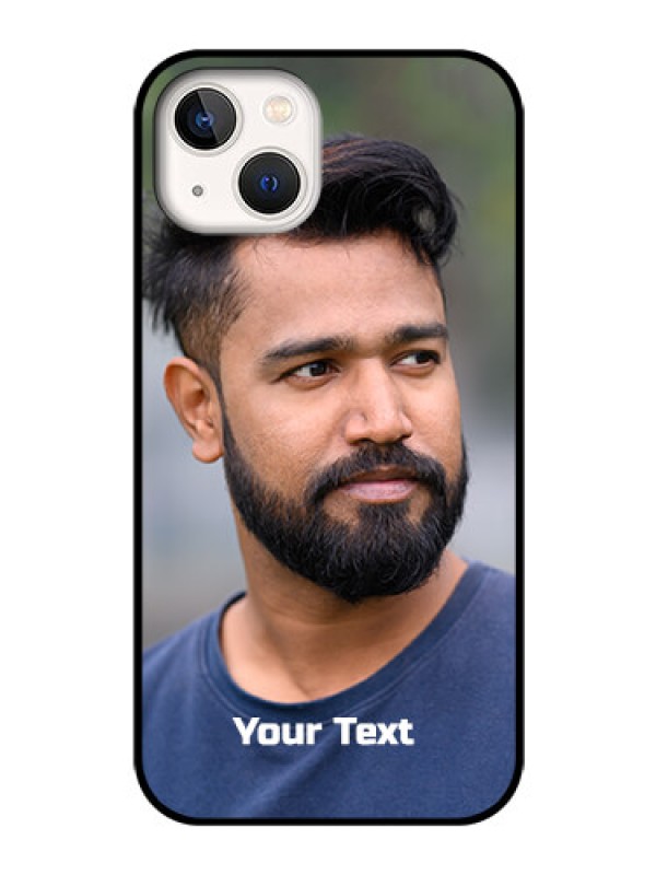 Custom iPhone 13 Glass Mobile Cover: Photo with Text