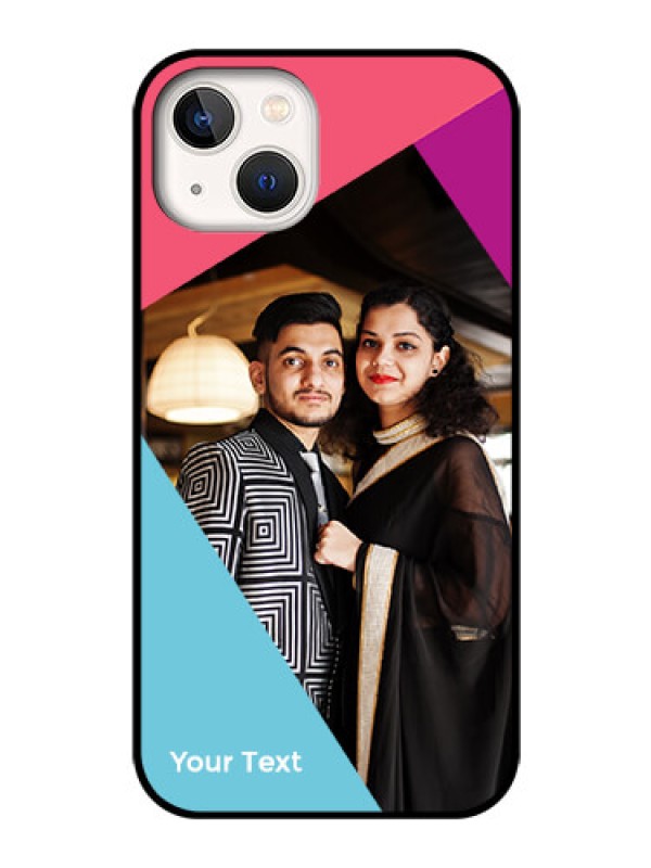 Custom iPhone 13 Custom Glass Mobile Case - Stacked Triple colour Design