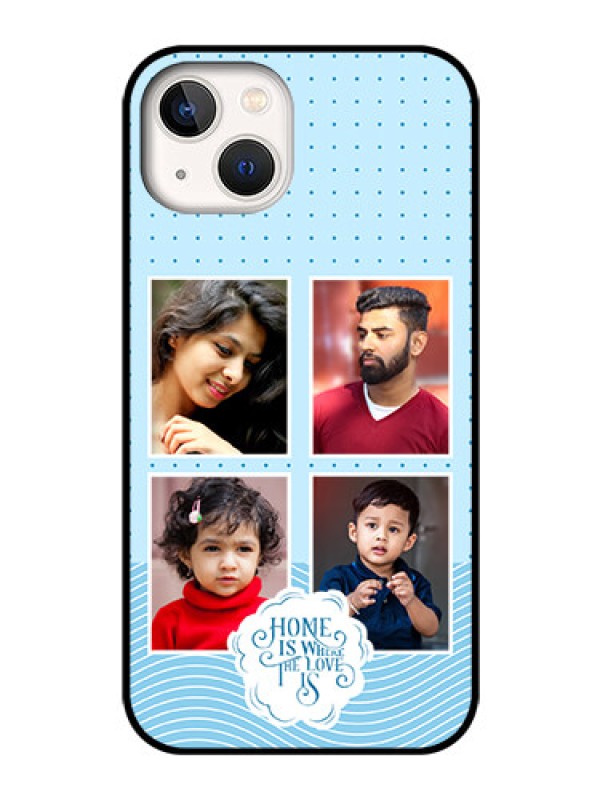 Custom iPhone 13 Custom Glass Phone Case - Cute love quote with 4 pic upload Design